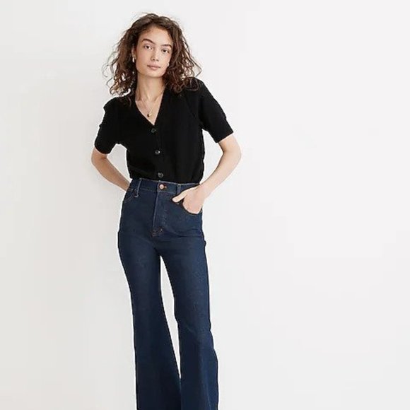 Madewell Black Short-Sleeve Knit Cardigan Sweater - Picture 2 of 7